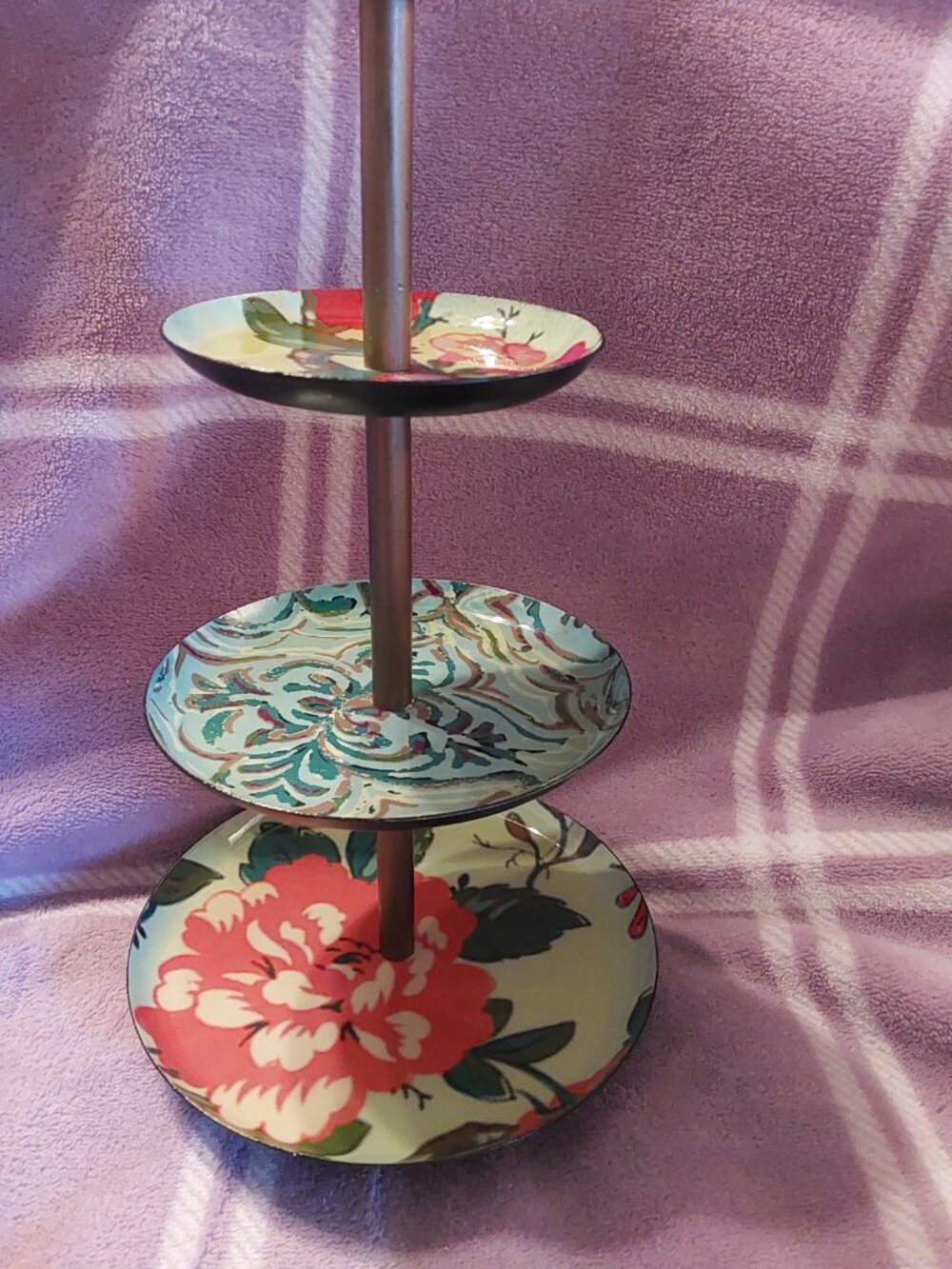 3 TIER STACKING TRAY FLORAL PATTERN BEAUTIFUL - Picture 2 of 12